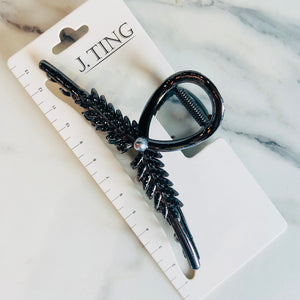 Pearl Leaf Black Hair Claw