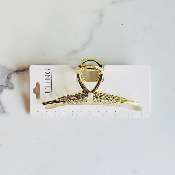 Pearl Leaf Gold Hair Claw