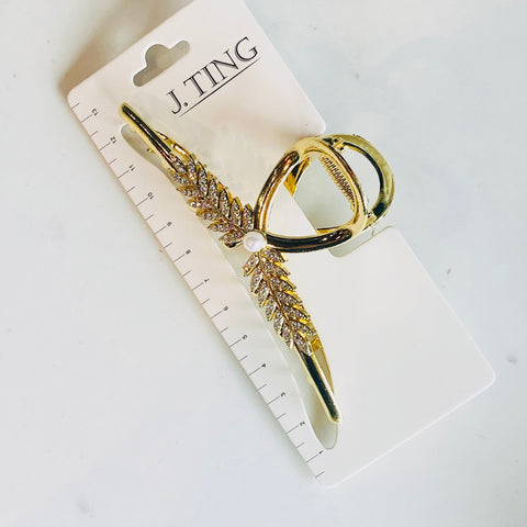 Pearl Leaf Gold Hair Claw