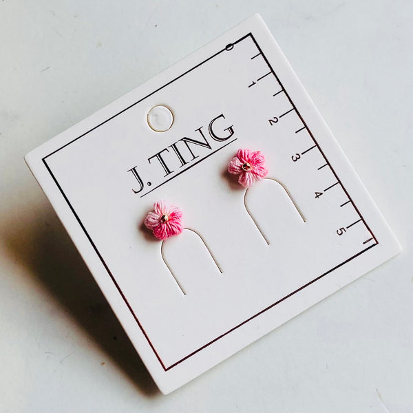 Pink Petal Thread Earrings