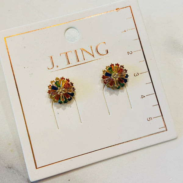 Rainbow Shard Flower Earrings