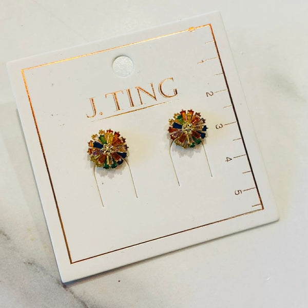 Rainbow Shard Flower Earrings