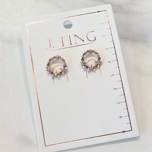 Rainbow Sparkling Halo Earrings