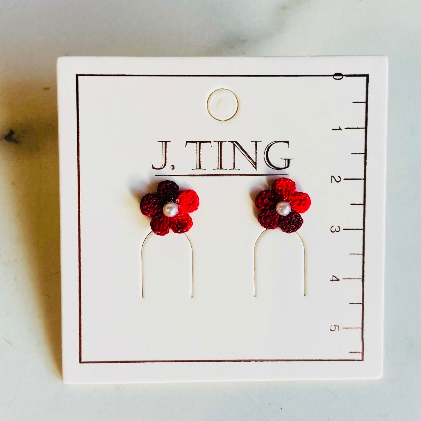 Red Petal Thread Earrings