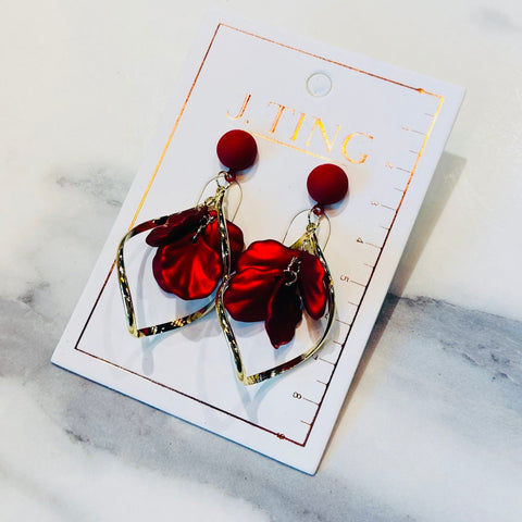 Red Velvet Spiral Earrings