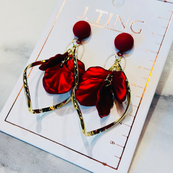 Red Velvet Spiral Earrings