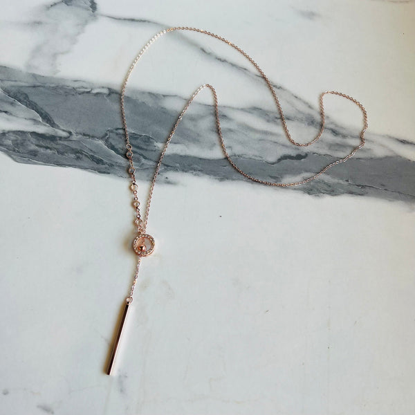 Rose Gold Circle Dangle Necklace