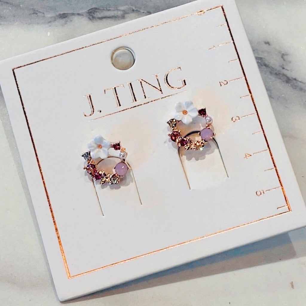 Rose Gold Frangipani Wreath Earrings