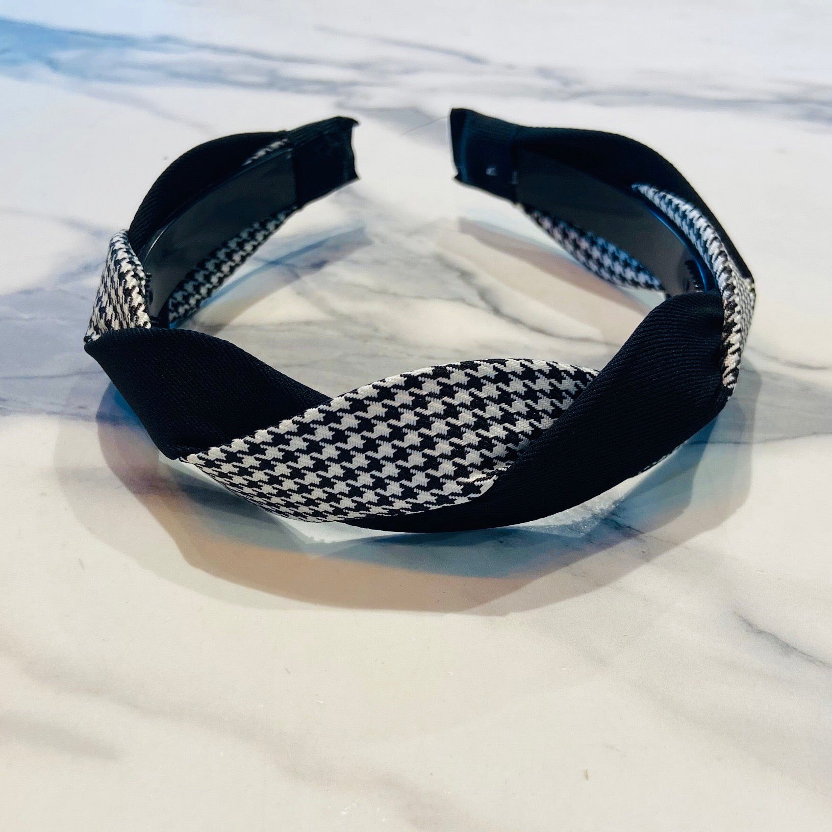 Braided Black and White Geometric Pattern Headband