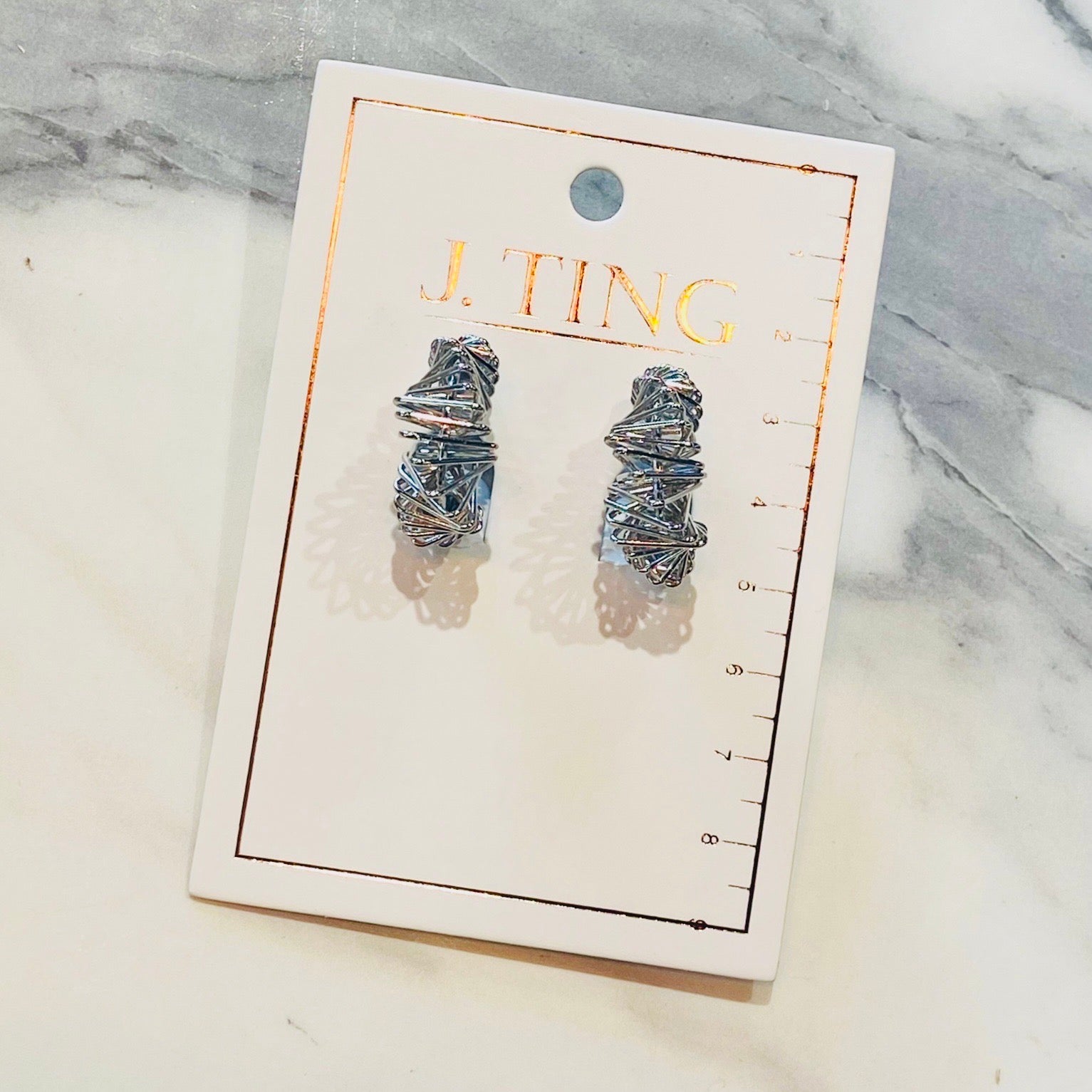 Silver Spindle Hoop Earrings