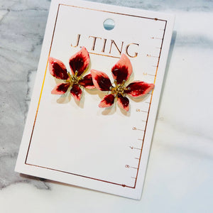 Two Tone Pink Flower Earrings