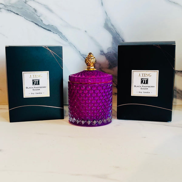 Purple Diamond Jar Soy Candle (Black Raspberry Sugar)
