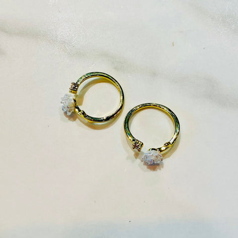 Gold With Small White Rose Ring