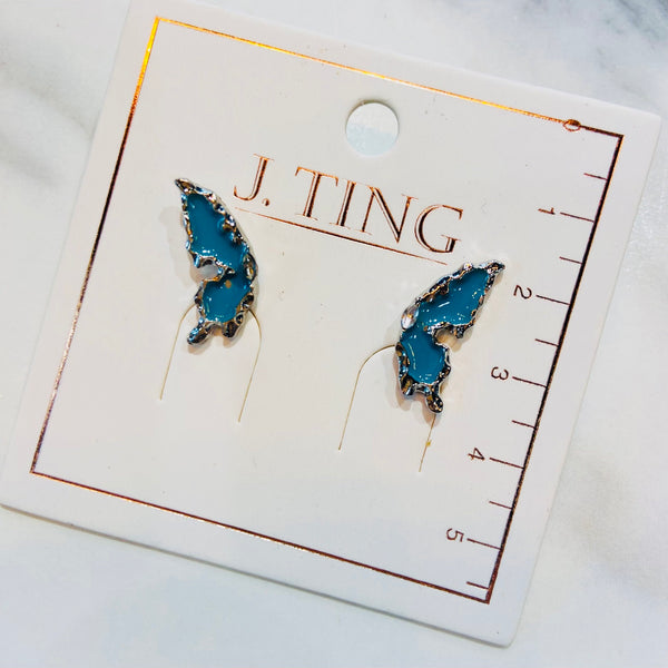 Blue Butterfly Wings Earrings