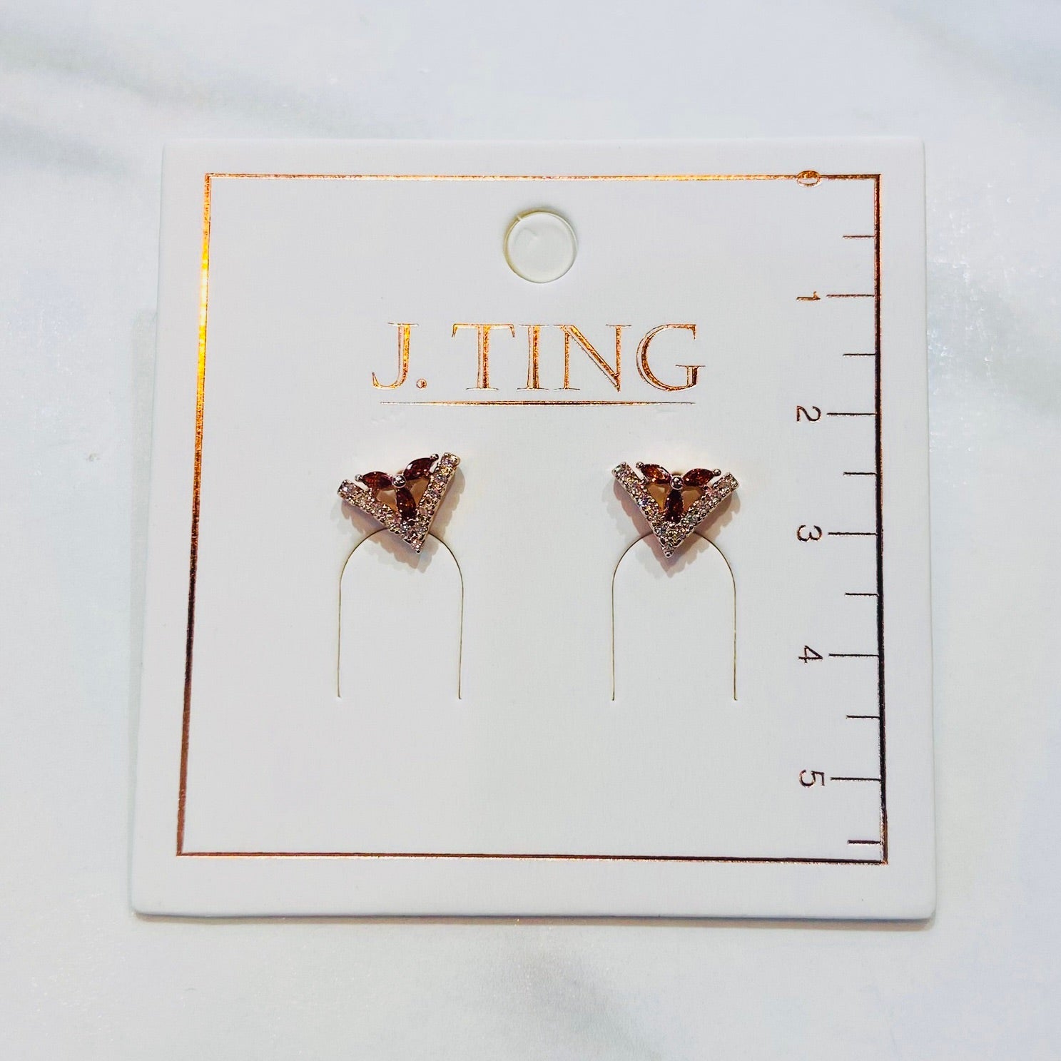 Sparkly Arrow with Red Gem Earrings