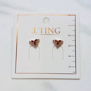 Sparkly Arrow with Red Gem Earrings