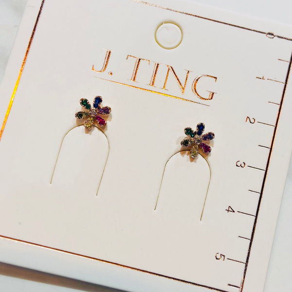 Rainbow Sparkly Flower Earrings