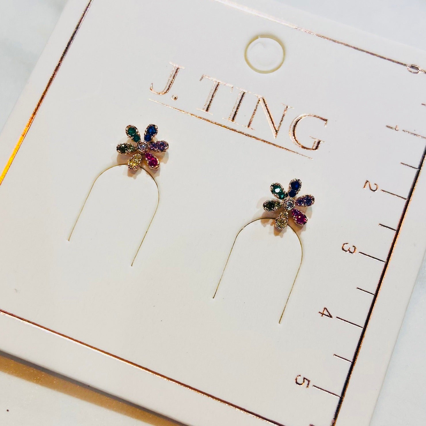 Rainbow Sparkly Flower Earrings