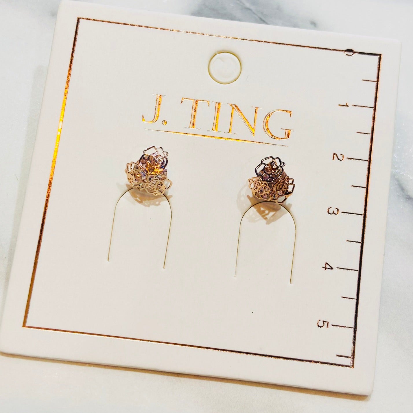 Rose Gold Rose Pattern Earrings