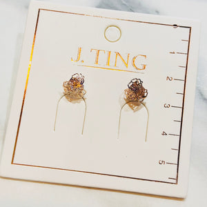 Rose Gold Rose Pattern Earrings