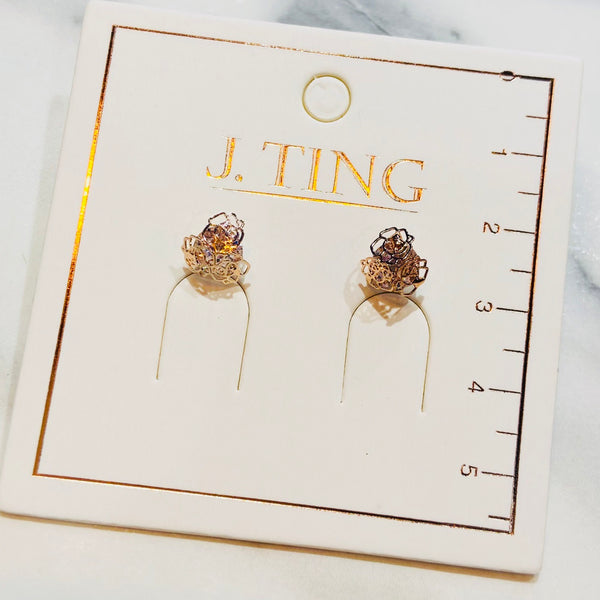 Rose Gold Rose Pattern Earrings