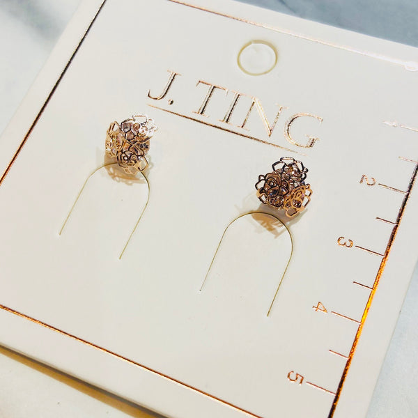 Rose Gold Rose Pattern Earrings