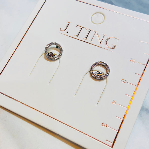 Silver Sparkly Swan Earrings