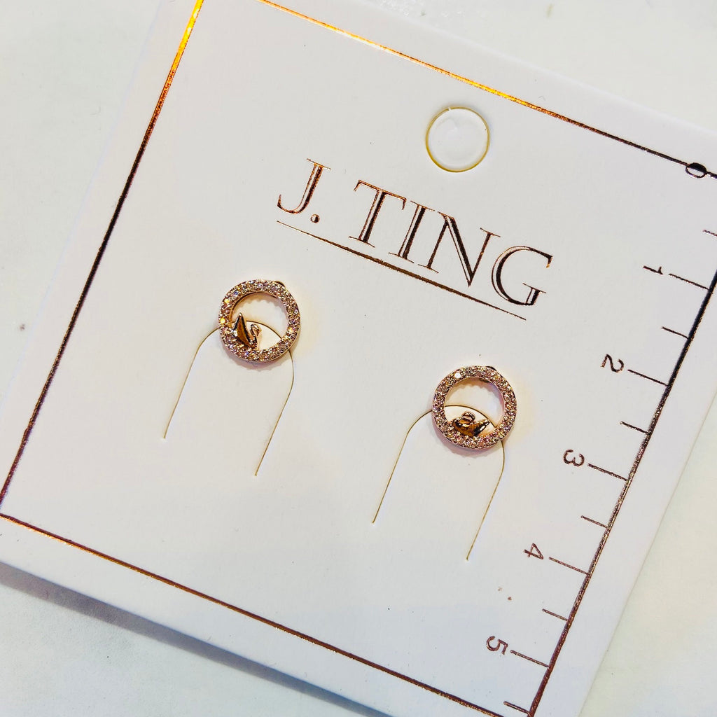 Rose Gold Sparkly Swan Earrings