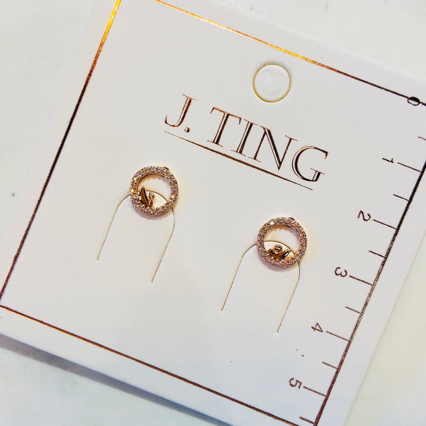 Rose Gold Sparkly Swan Earrings