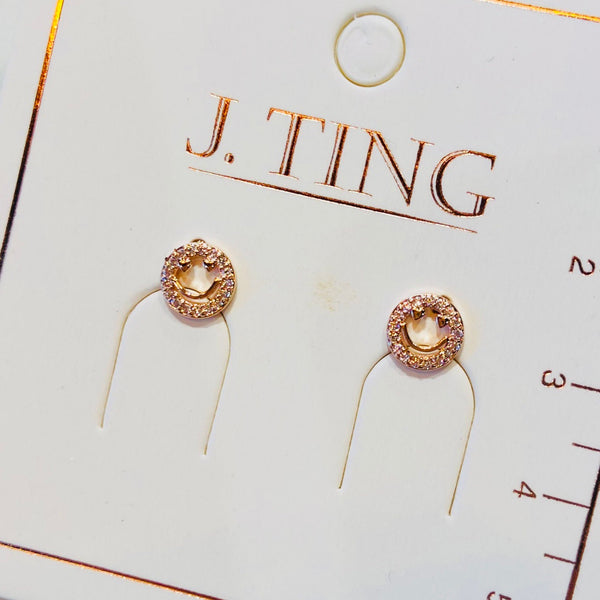 Rose Gold Bedazzled Smiley Face Earrings