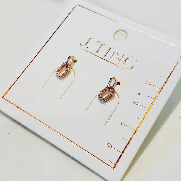 Rose Gold Duo Loop Sparkly Earrings