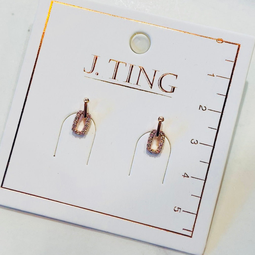 Rose Gold Duo Loop Sparkly Earrings