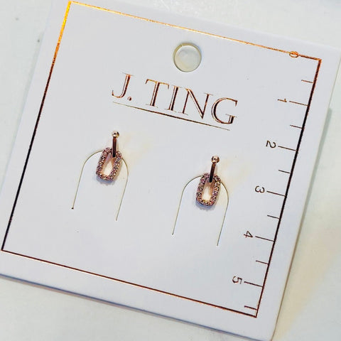 Rose Gold Duo Loop Sparkly Earrings