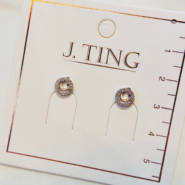 Silver Bedazzled Smiley Face Earrings