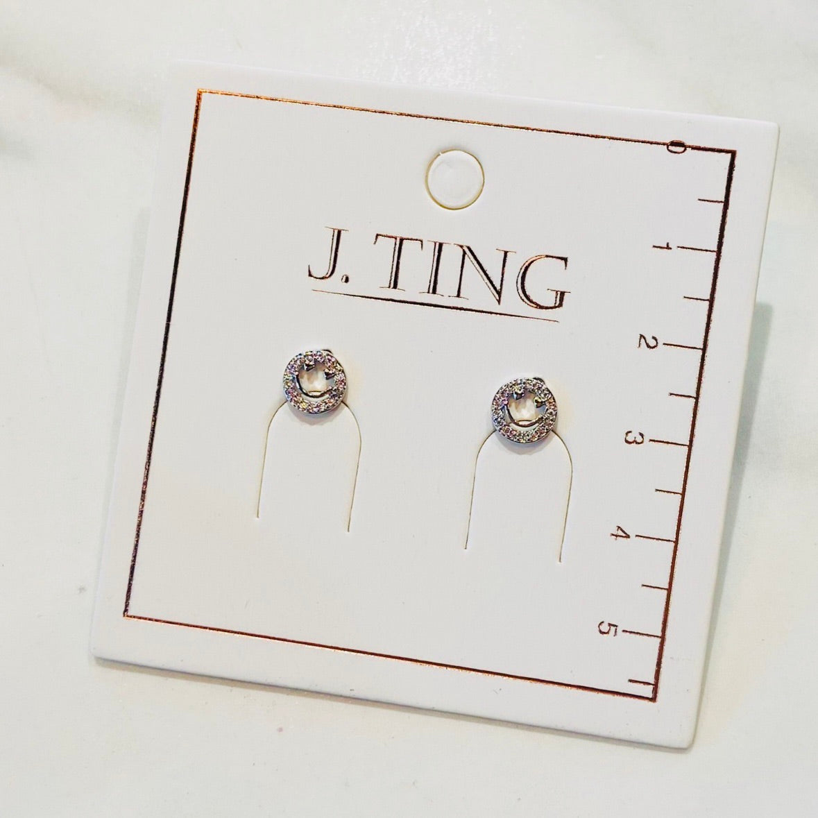 Silver Bedazzled Smiley Face Earrings