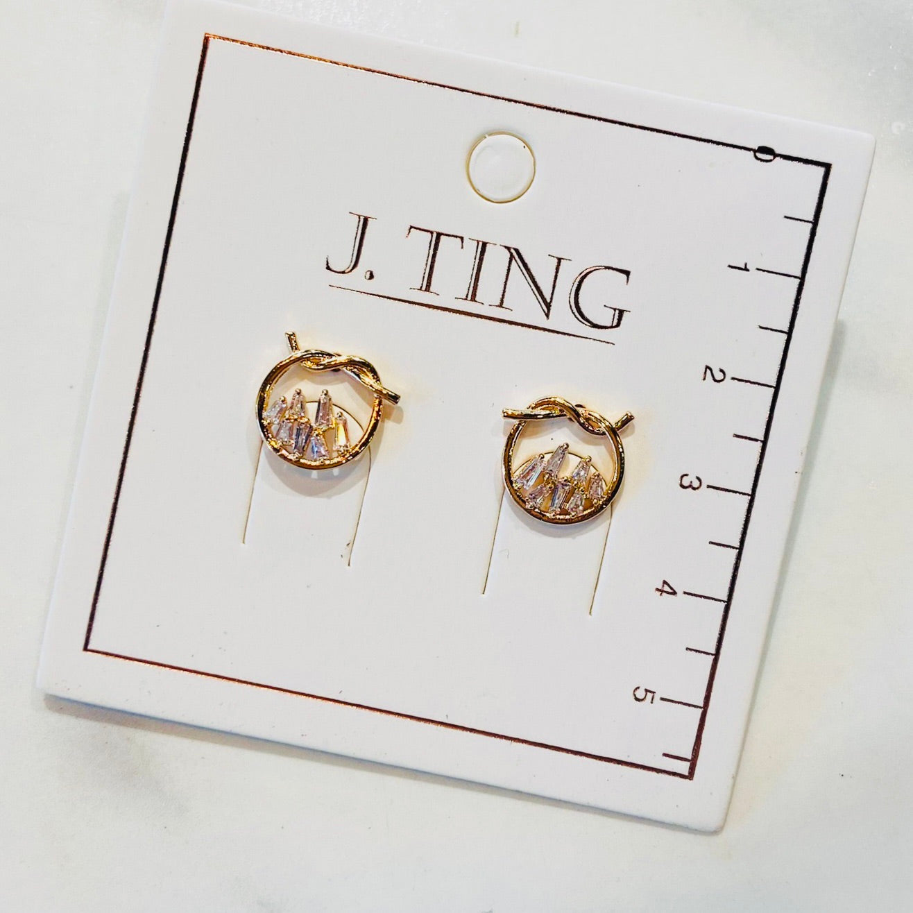 Rose Gold Crystal Knot Circular Earrings