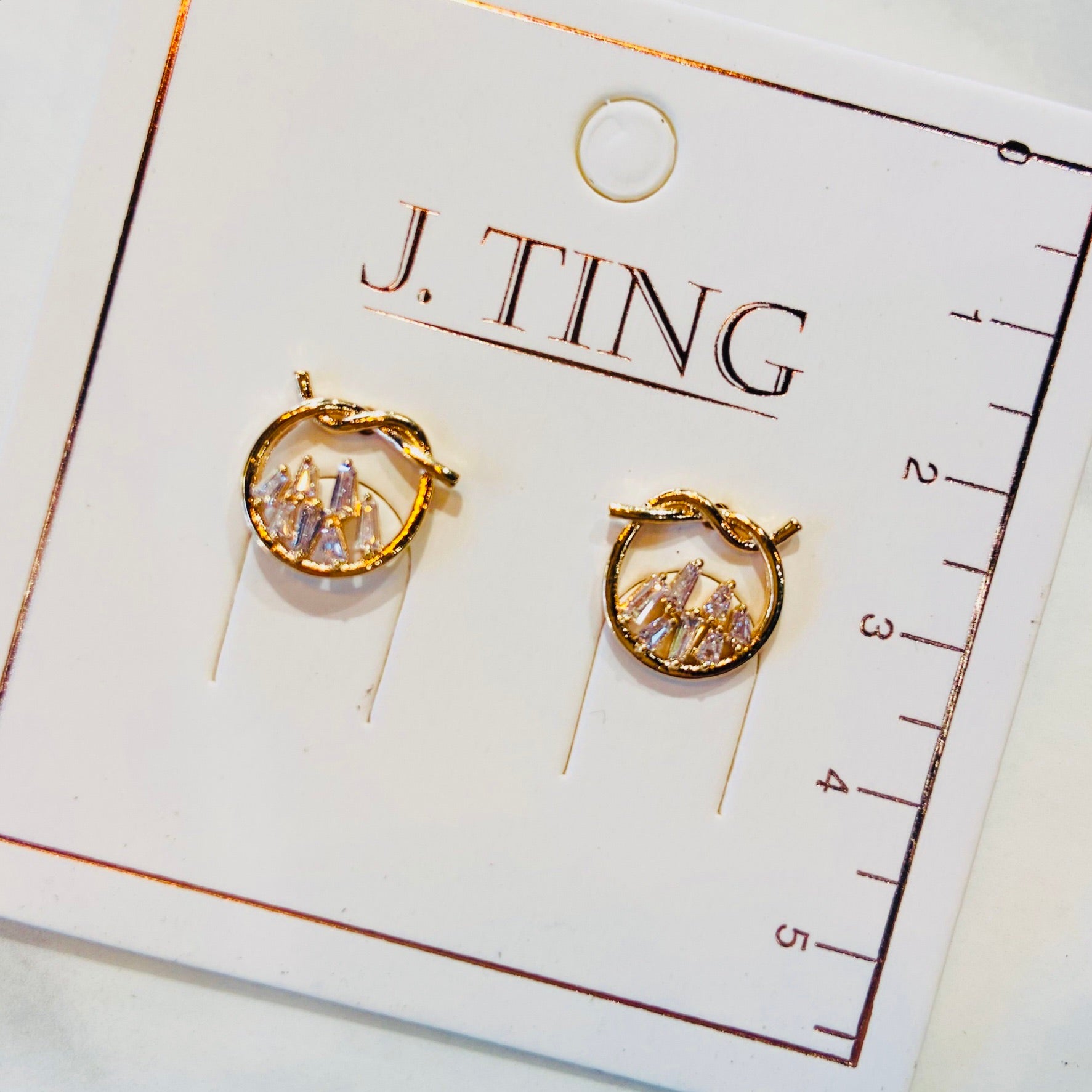 Rose Gold Crystal Knot Circular Earrings