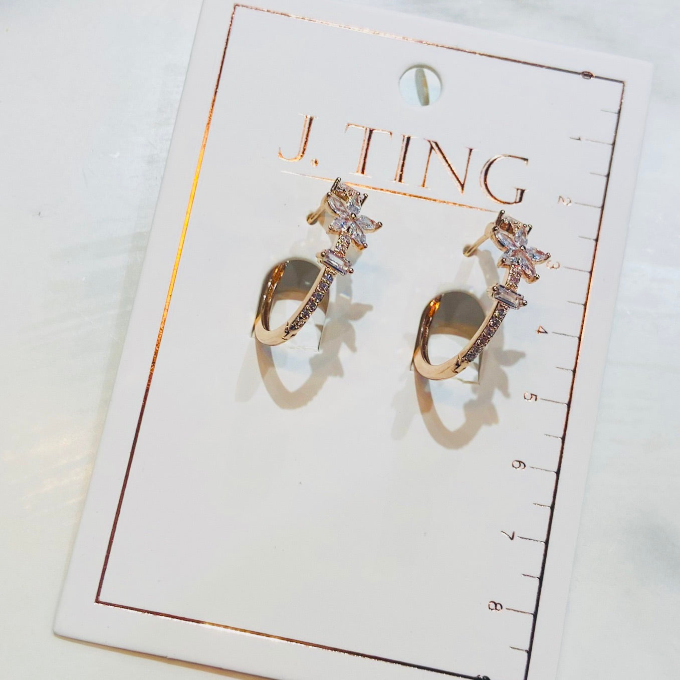 Rose Gold Crystal Flower Hoop Earrings