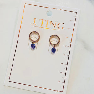 Rose Gold Purple Drop Gem Earrings