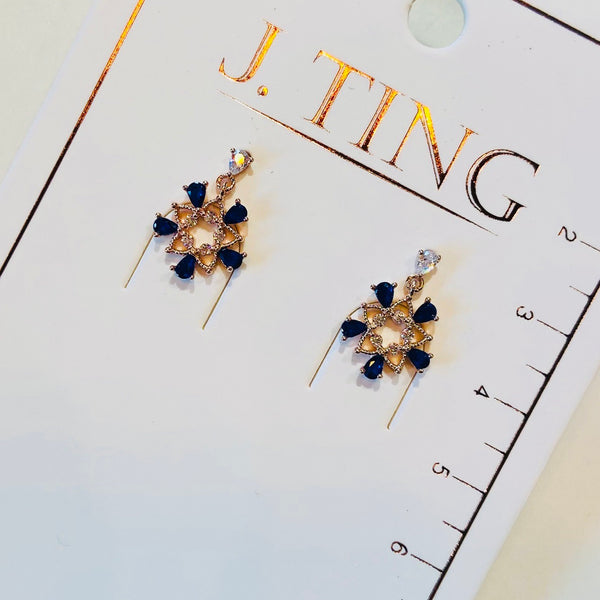Starburst Blue and Rose Gold Earrings