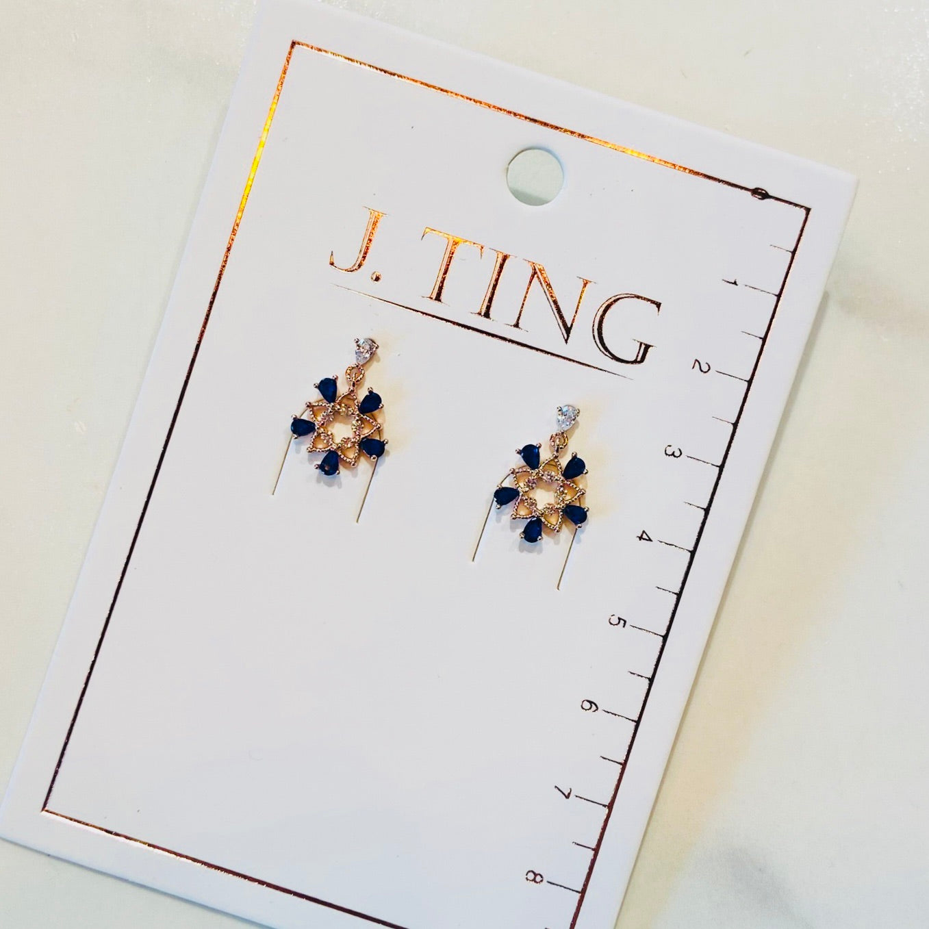 Starburst Blue and Rose Gold Earrings
