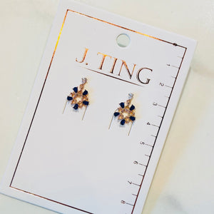 Starburst Blue and Rose Gold Earrings