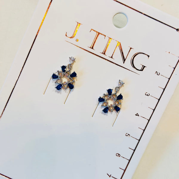 Starburst Blue and Silver Earrings