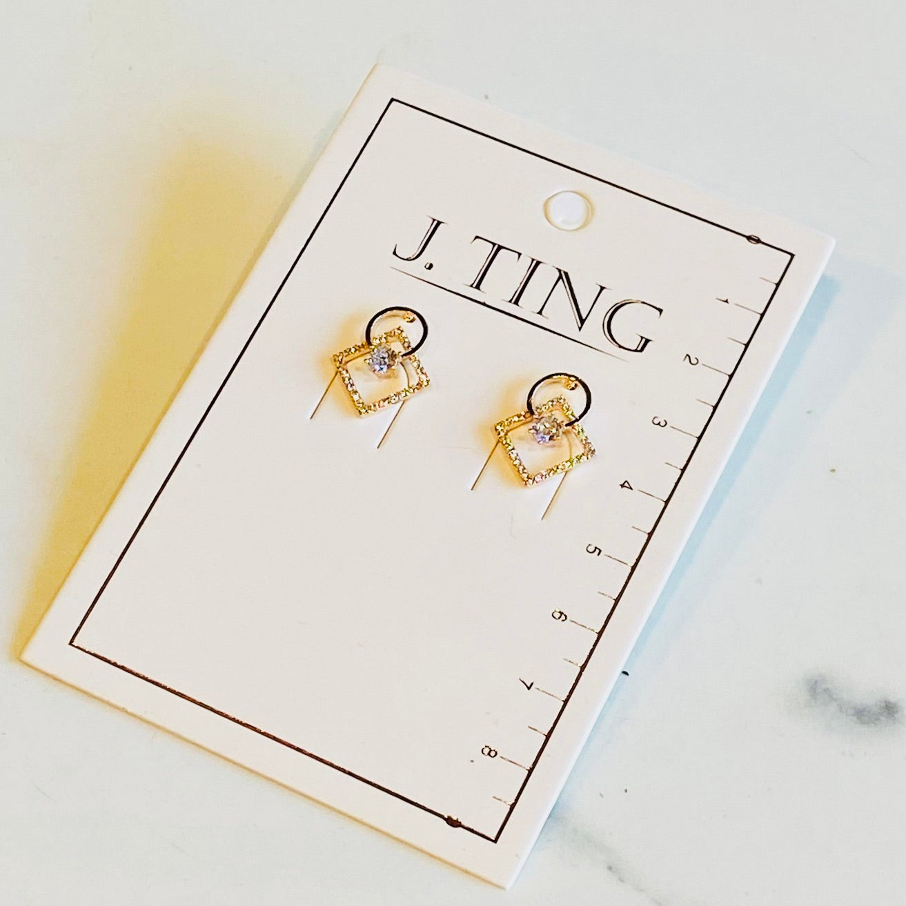 Crystal Square with Diamond Earrings