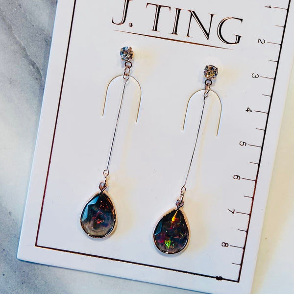 Moss Teardrop Crystal Earrings