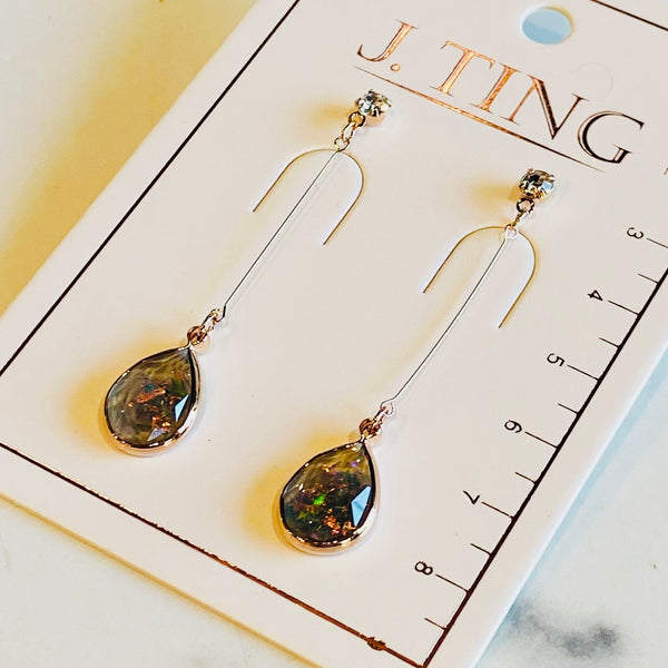Moss Teardrop Crystal Earrings