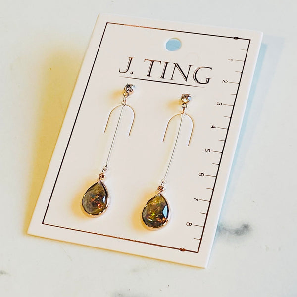 Moss Teardrop Crystal Earrings