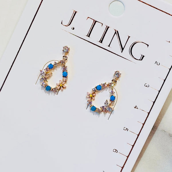 Blue Stone Teardrop Earrings