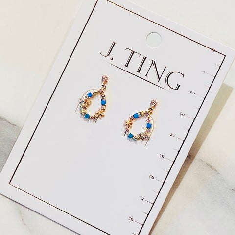 Blue Stone Teardrop Earrings