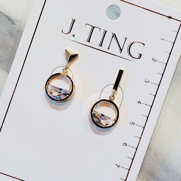 Rose Gold Asymetrical Circular Earrings
